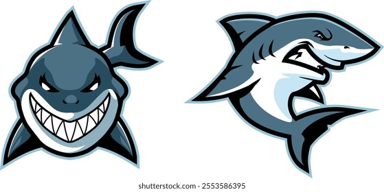 set Shark mascot logo design vector with modern illustration concept