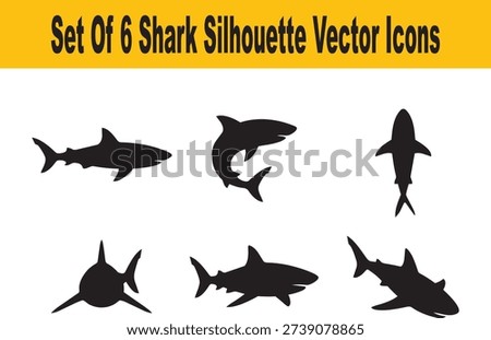 Set Of  Shark Silhouette Vector Icons