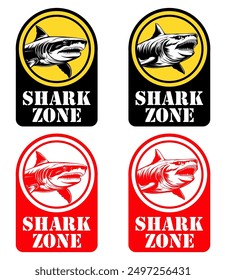 set shark zone icon sign. Safety beach territory symbol design vector illustration