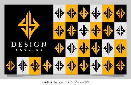 Set of sharp abstract rhombus letter Y YY logo design