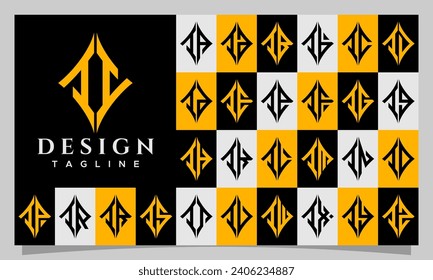 Set of sharp abstract rhombus letter I II logo design