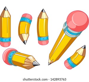 Set of sharpened yellow pencils