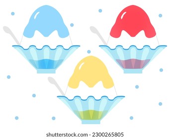 Set of shaved ice illustrations.