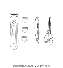 Set Shaver thin line icon design, men accessories isolated on white background