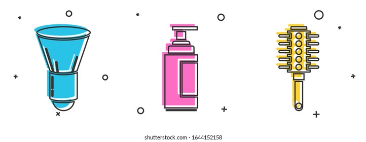 Set Shave bürste, creme oder lotion Kosmetik-Tube und Haarbürste Symbol. Vektorillustration