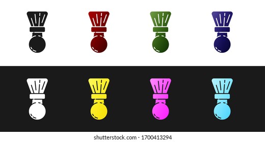Set Shaving brush icon isolated on black and white background. Barbershop symbol. Vector Illustration