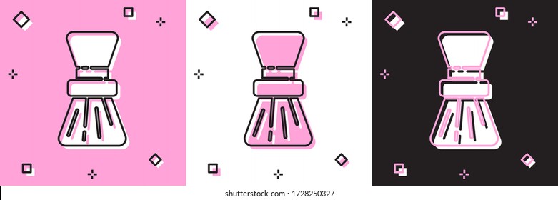 Ajuste el icono del pincel de relleno aislado en fondo rosa y blanco, negro. Símbolo de la Barbería. Ilustración vectorial