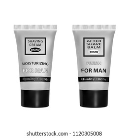 A set of shaving cream and after shave balm.Vector illustration.