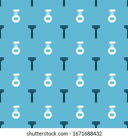 Set Shaving razor and Cream or lotion cosmetic tube on seamless pattern. Vector