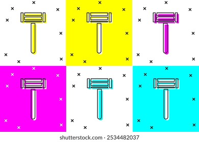 Set Shaving razor icon isolated on color background.  Vector Illustration