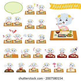 A set of Sheep boy about meals.It's vector art so it's easy to edit.