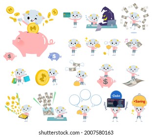 A set of Sheep boy with concerning money and economy.It's vector art so it's easy to edit.