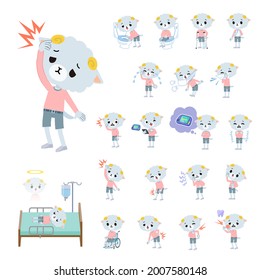 A set of Sheep boy with injury and illness.It's vector art so it's easy to edit.