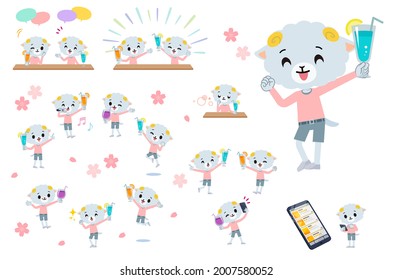 A set of Sheep boy on a drink party.It's vector art so it's easy to edit.