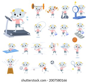 A set of Sheep boy on exercise and sports.It's vector art so it's easy to edit.