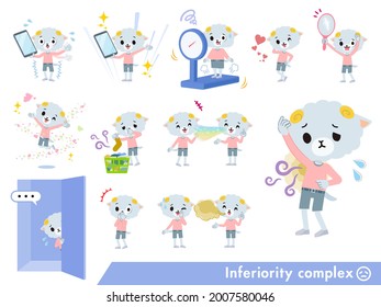 A set of Sheep boy on inferiority complex.It's vector art so it's easy to edit.