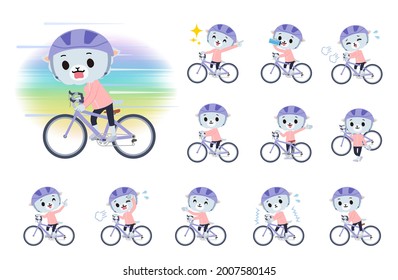 A set of Sheep boy on a road bike.It's vector art so it's easy to edit.