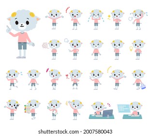 A set of Sheep boy with who express various emotions.It's vector art so easy to edit.