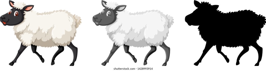 Set of sheep character illustration
