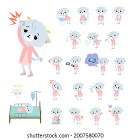 A set of Sheep girl with injury and illness.It's vector art so it's easy to edit.
