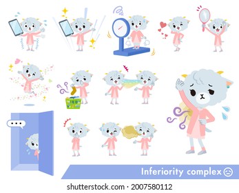 A set of Sheep girl on inferiority complex.It's vector art so it's easy to edit.
