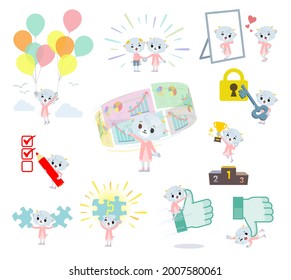 A set of Sheep girl on success and positive.It's vector art so it's easy to edit.