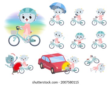 A set of Sheep girl riding a city cycle.It's vector art so it's easy to edit.