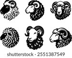 Set of sheep head Silhouette icon vector, sheep head icon set vector illustration