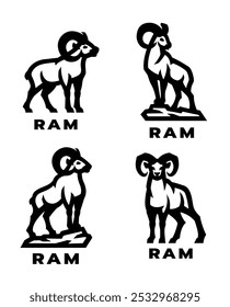 Um conjunto de logotipos de ovelhas. Ilustração vetorial.