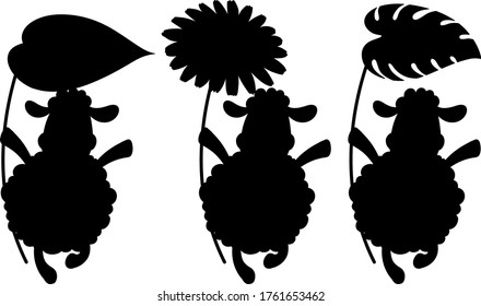 Set of sheep silhouette illustration