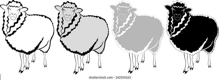 set of sheep silhouettes