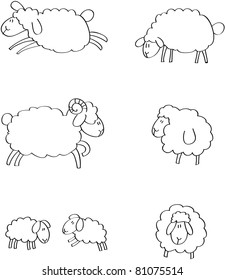 Set of the sheep stick figures.
