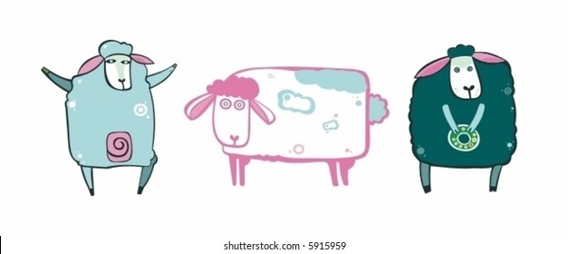 set of sheeps- animal cartoon characters. To see similar design elements, please VISIT MY GALLERY.

