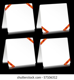 Set of sheets of paper as note pads with  red clamps, vector illustration