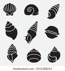 conjunto de shell bom para ícones, símbolos, logotipo, design de silhueta, etc