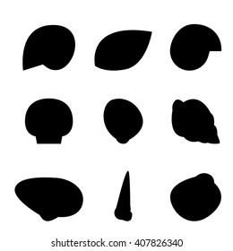 Set of shell in silhouette style, vector