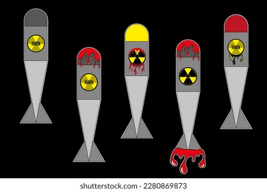 Un conjunto de proyectiles con carga nuclear. Armas militares.
