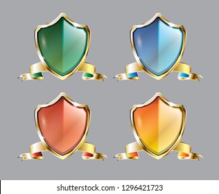 Set of shield backgrounds with space for your text. Vector illustration.