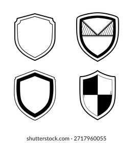 Conjunto de iconos de insignia de escudo para protección de seguridad y diseño heráldico