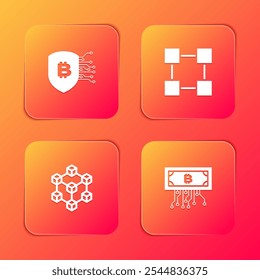 Set Shield with bitcoin, Blockchain technology,  and Cryptocurrency circuit icon. Vector - Powered by Shutterstock - Get 15% off with code: PIKWIZARD15