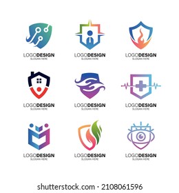 set shield for business logo design