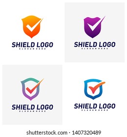 Set of Shield Check Logo Design Concept Vector. Shield quality vector illustration Design. Icon Symbol