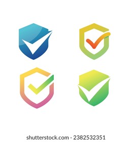 Set of Shield check mark logo icon design template elements on white background