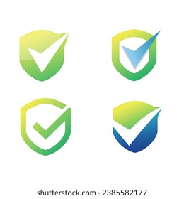 Set of Shield check mark logo icon design template elements on white background