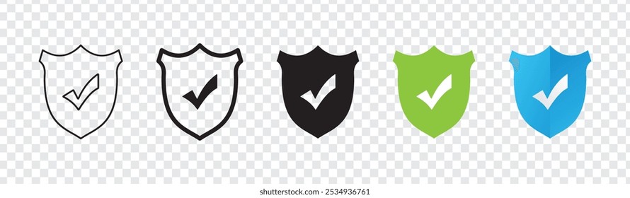 conjunto de escudo checklist vetor design ilustração