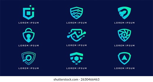 Set of shield combine logo idea inspiration