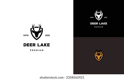 set of shield deer logo design icon template 