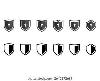 set of shield design, key hole vector illustration, isolated on transparent background