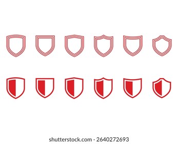 set of shield design, vector illustration, isolated on transparent background
