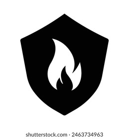 Conjunto de escudo con icono de fuego. Protección contra incendios o protección contra incendios o protección contra el calor icono. Ilustración vectorial.